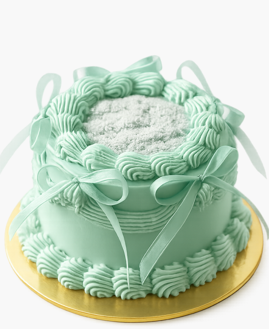 Мятный торт с бантиками и блестками Фото