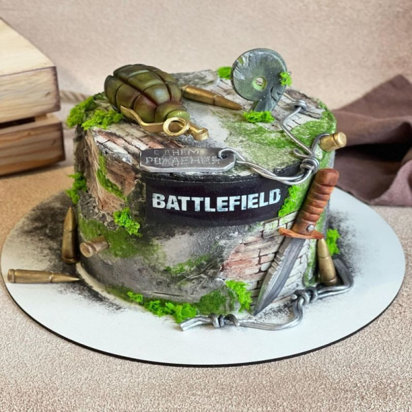 Необычный торт по игре Battlefield Фото