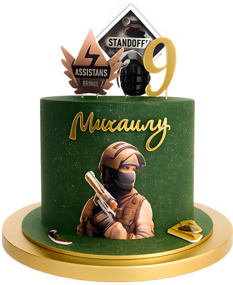 Велюровый торт на 9 лет в стиле Стендофф Фото