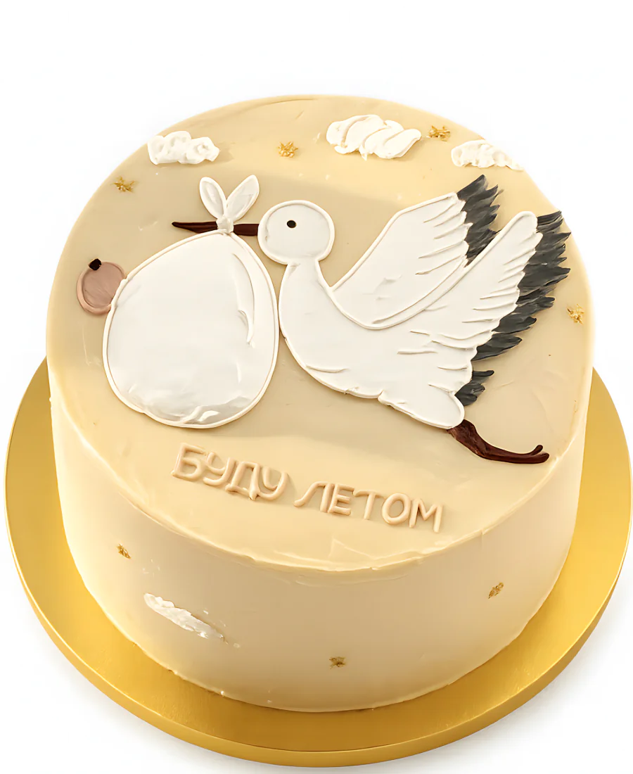 Нежно коричневый торт с аистом Фото