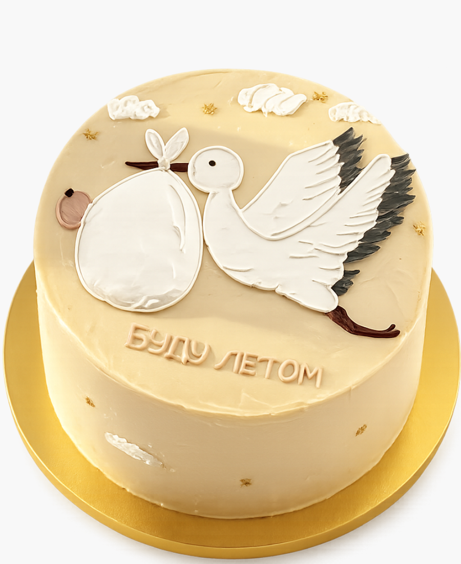 Нежно коричневый торт с аистом Фото