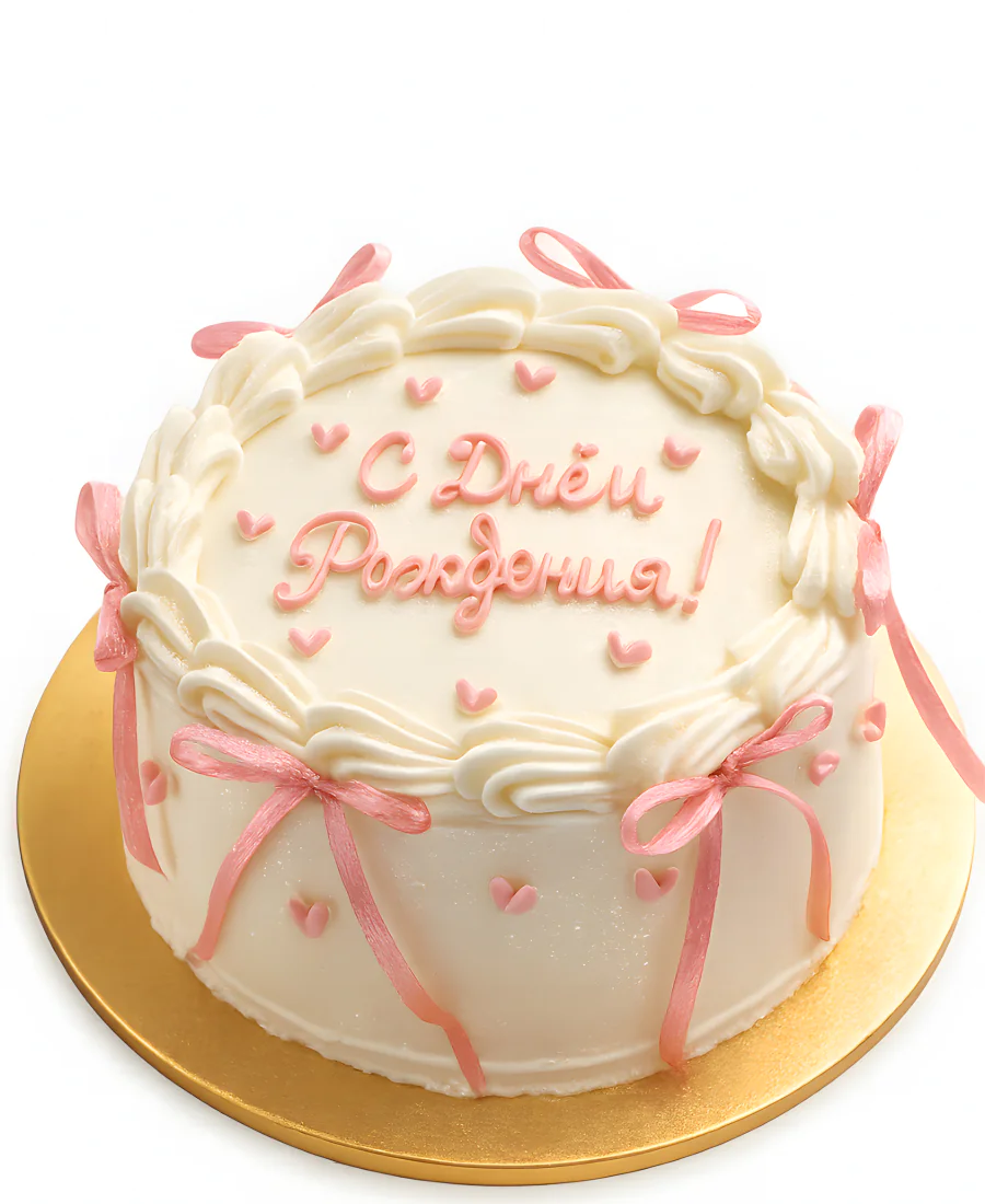 Нежный бенто-торт с бантиками Фото