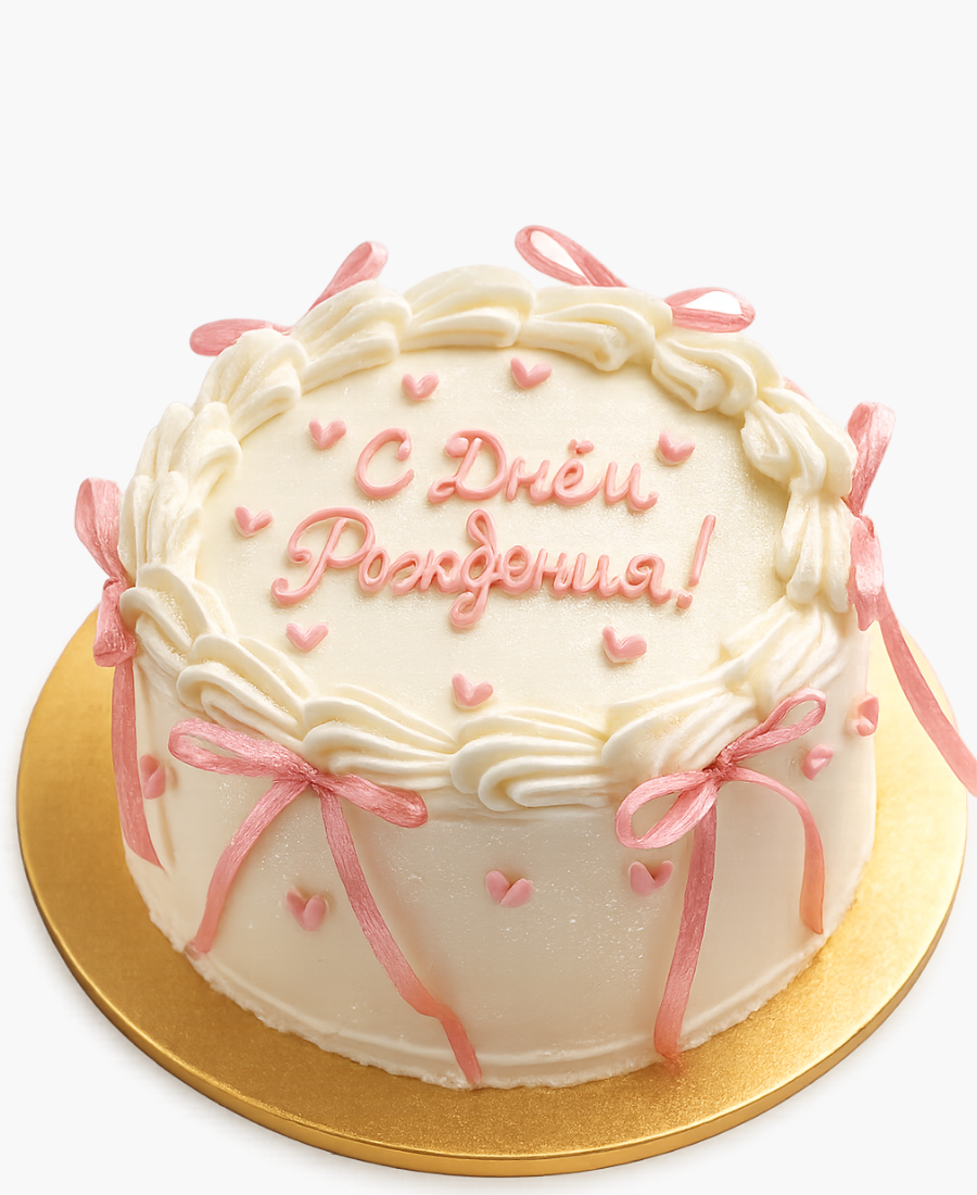 Нежный бенто-торт с бантиками Фото