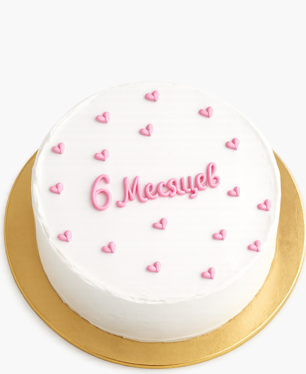 Нежный бенто-торт с розовыми сердечками Фото