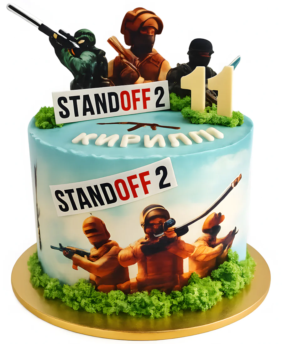 Торт на 11 лет мальчику по игре Стендофф 2 Фото