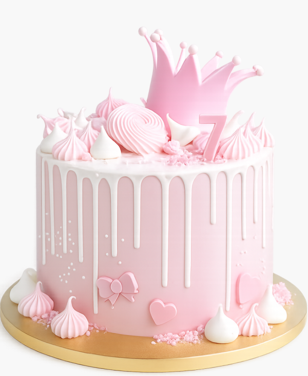 Нежный торт с короной на 7 месяцев Фото