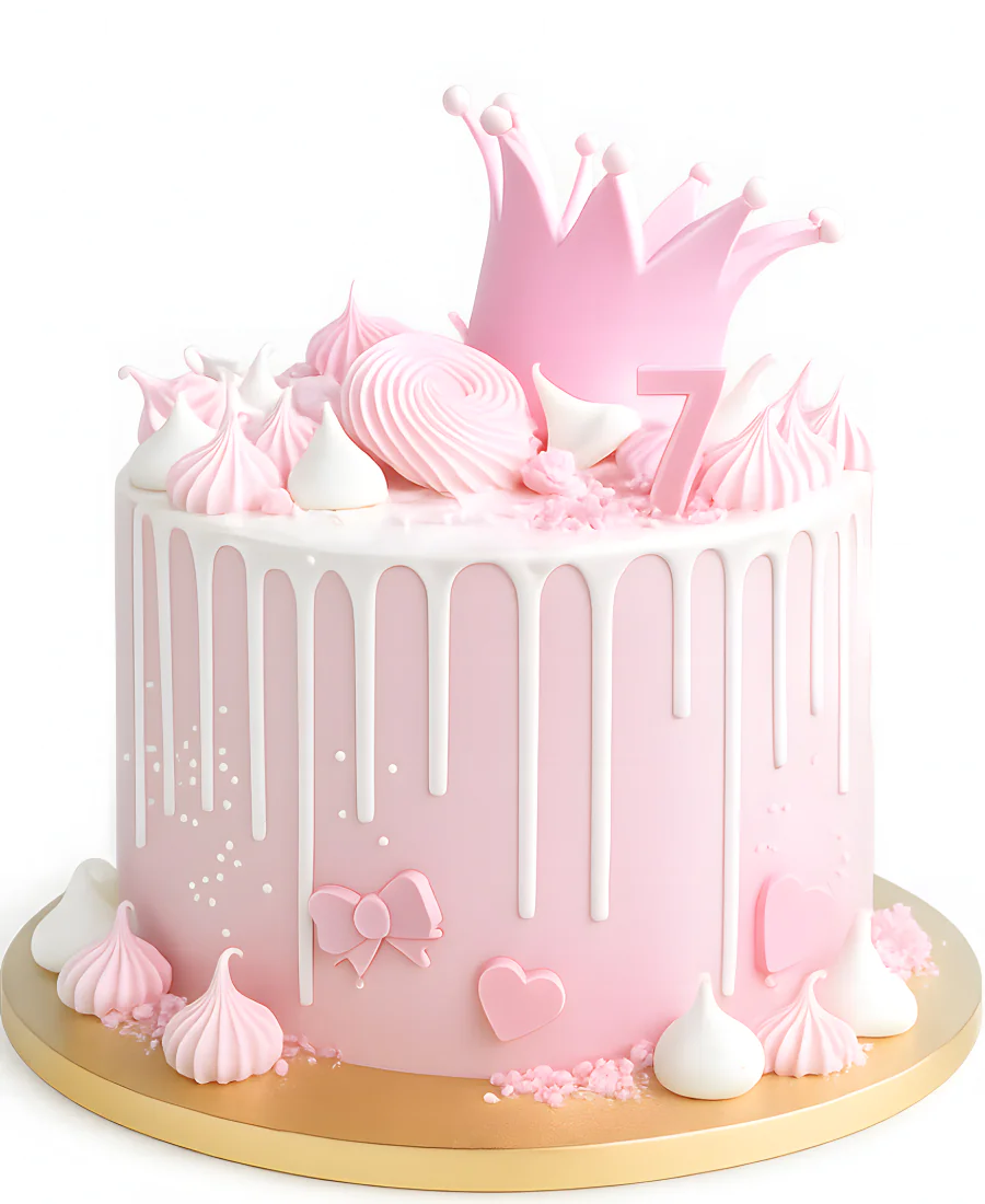 Нежный торт с короной на 7 месяцев Фото