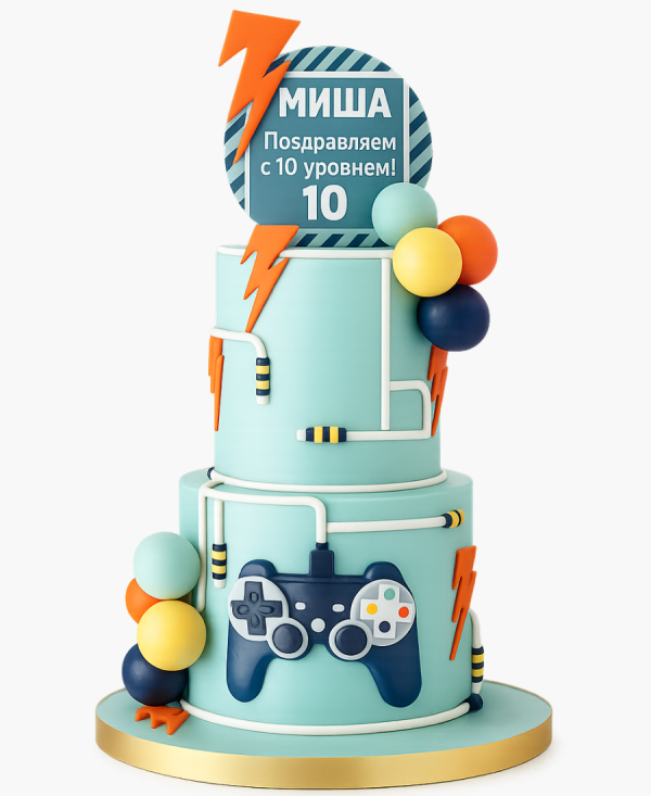 Нежный торт с шарами в два яруса Фото