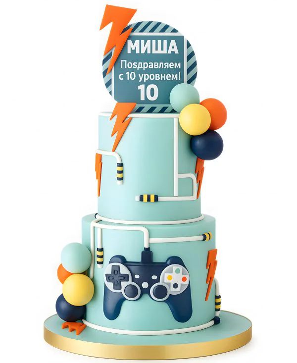 Нежный торт с шарами в два яруса Фото