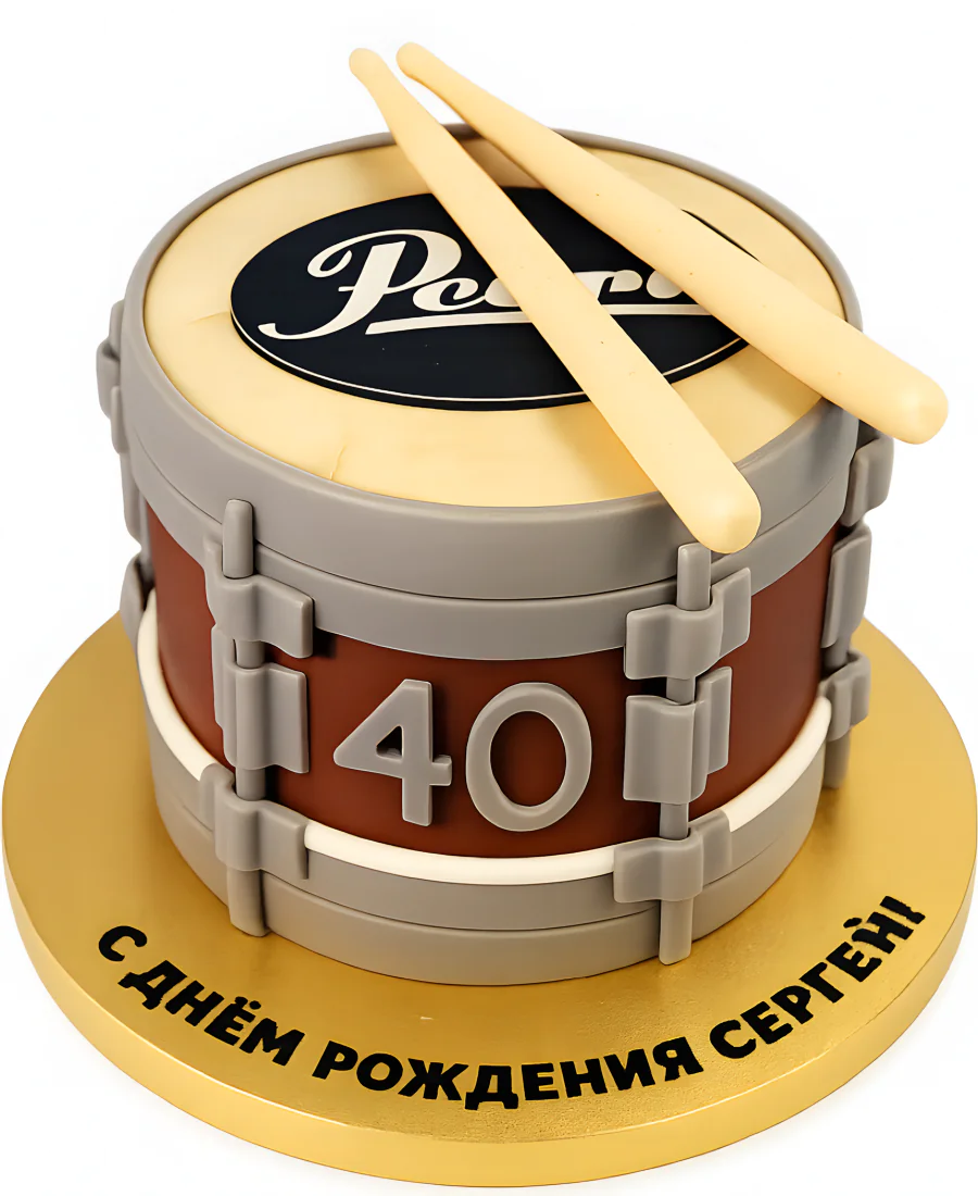 Торт в форме барабана на 40 лет Фото