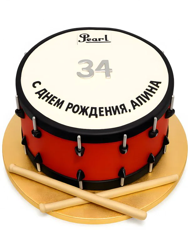 Торт в форме барабана на день рождения Фото