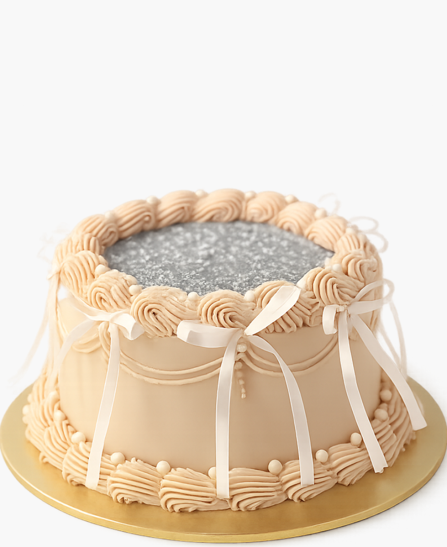 Персиковый торт с блестками Фото