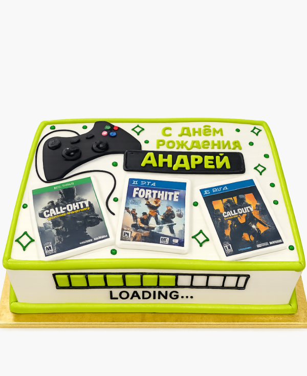 Прямоугольный торт с фотопечатью игр Фото