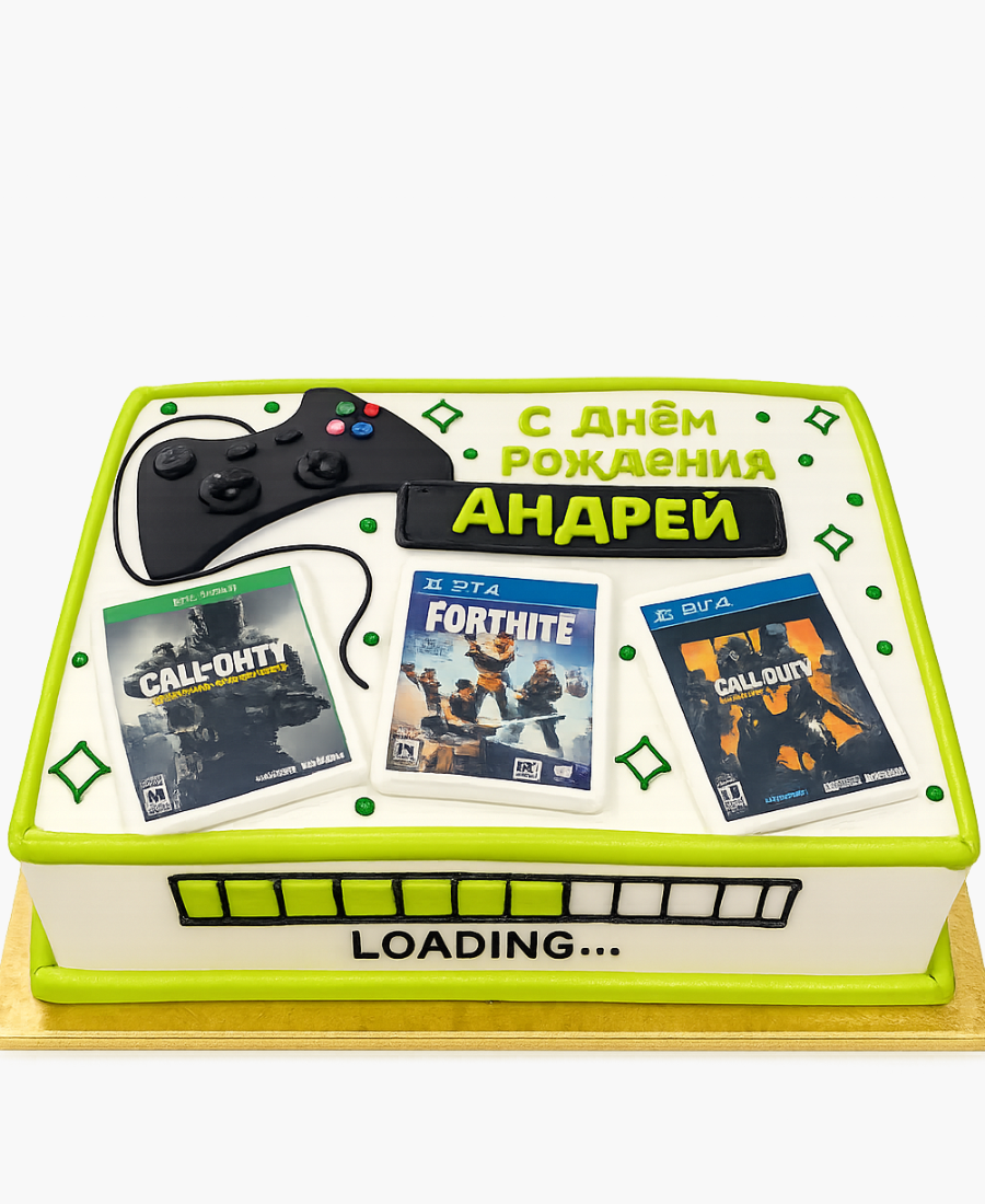 Прямоугольный торт с фотопечатью игр Фото