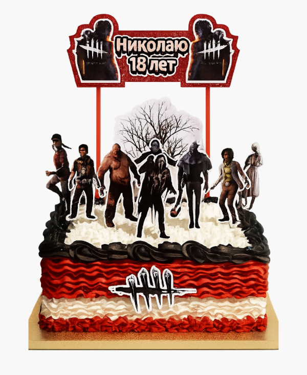Прямоугольный торт с персонажами Dead By Daylight Фото