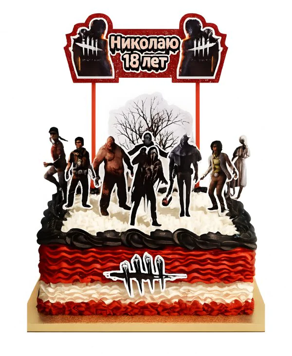 Прямоугольный торт с персонажами Dead By Daylight Фото