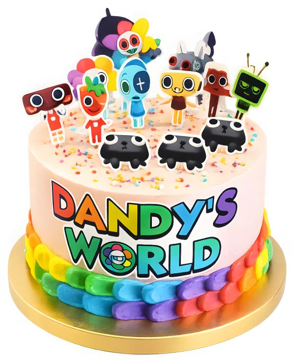 Радужный торт на тематику игры Денди Ворлд Фото