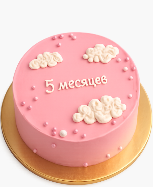 Розовый бенто-торт с облаками Фото