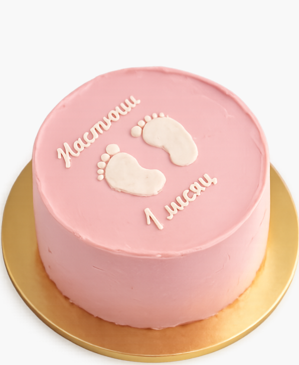 Розовый бенто-торт с пяточками младенца Фото