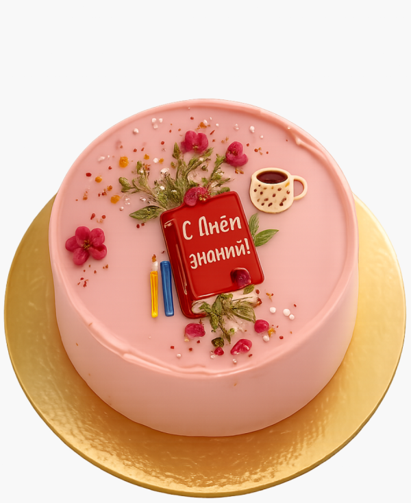 Розовый бенто-торт с рисунком книги Фото