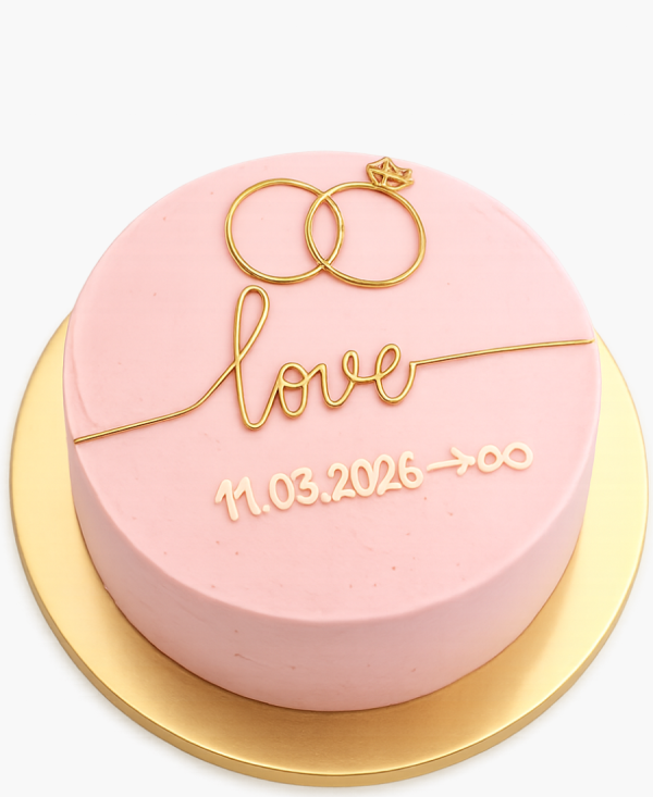 Розовый бенто-торт с рисунком колец Фото