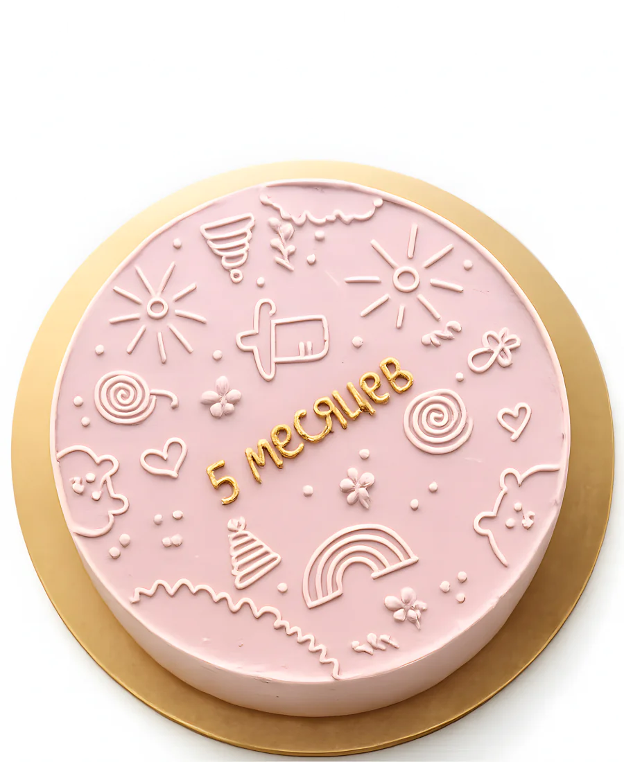 Торт на 5 месяцев в розовых тонах Фото