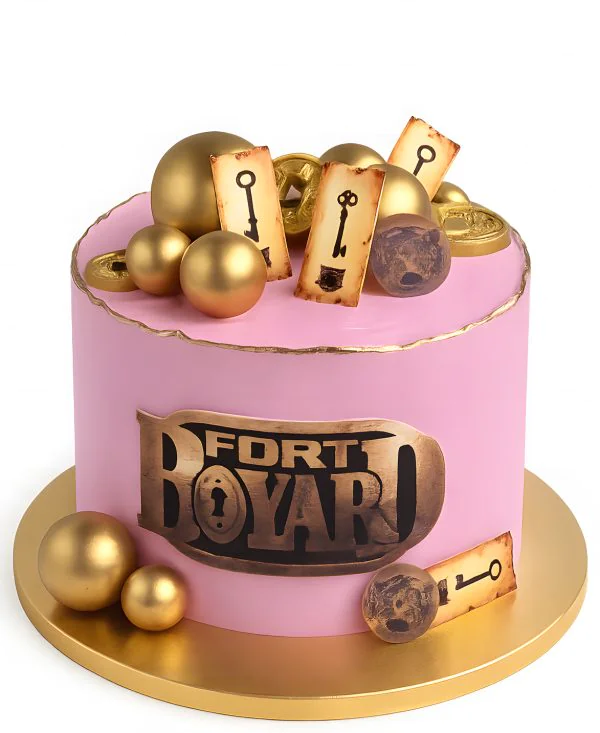 Розовый торт Форт Боярд для девочки Фото