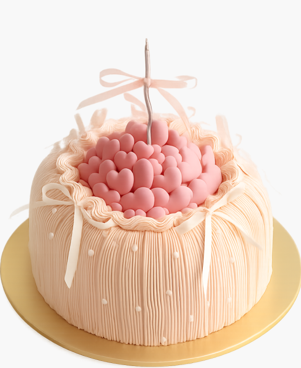 Розовый торт с бантиками Фото