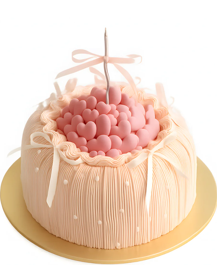 Розовый торт с бантиками Фото