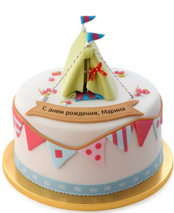 Розовый торт с белой палаткой Фото