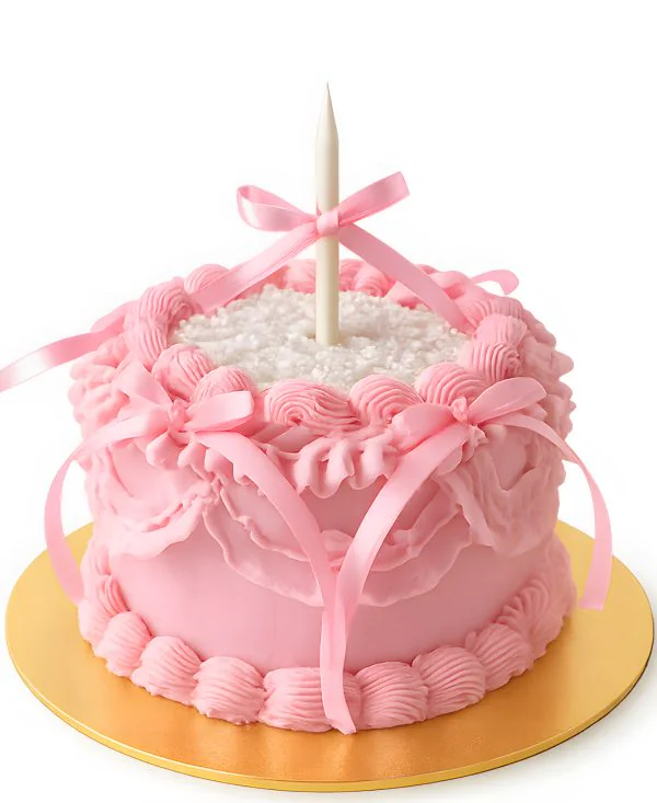 Розовый торт с блестками и бантиками Фото