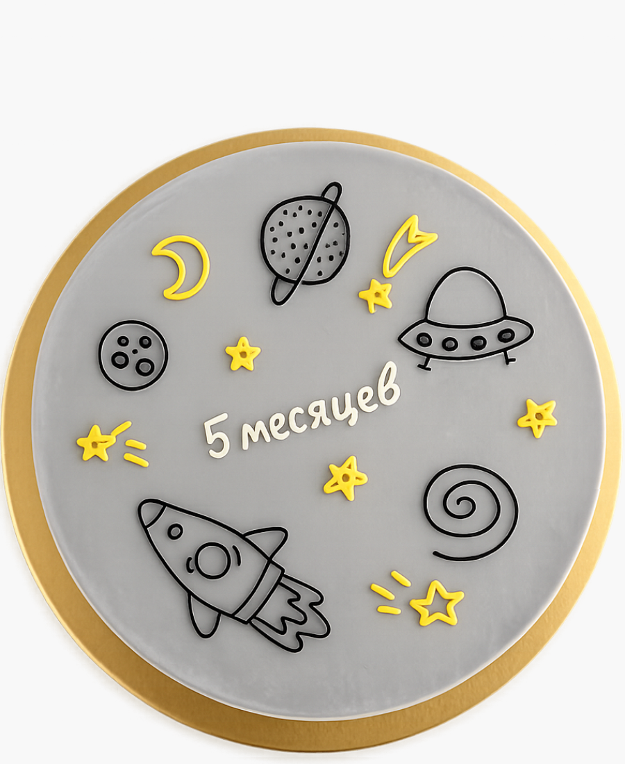 Серый бенто-торт в космической тематике Фото