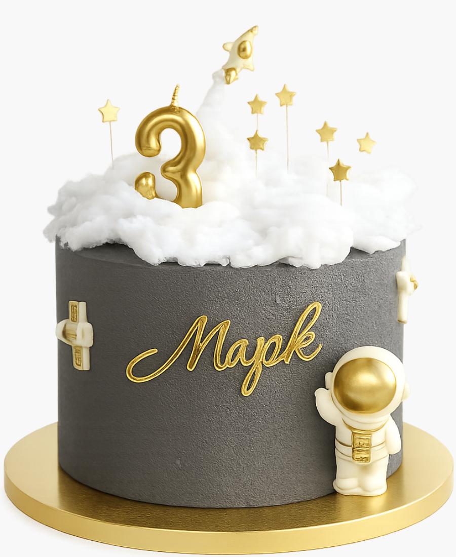 Серый торт на 3 месяца Фото