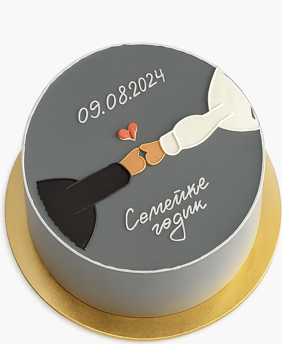 Серый торт на год свадьбы Фото