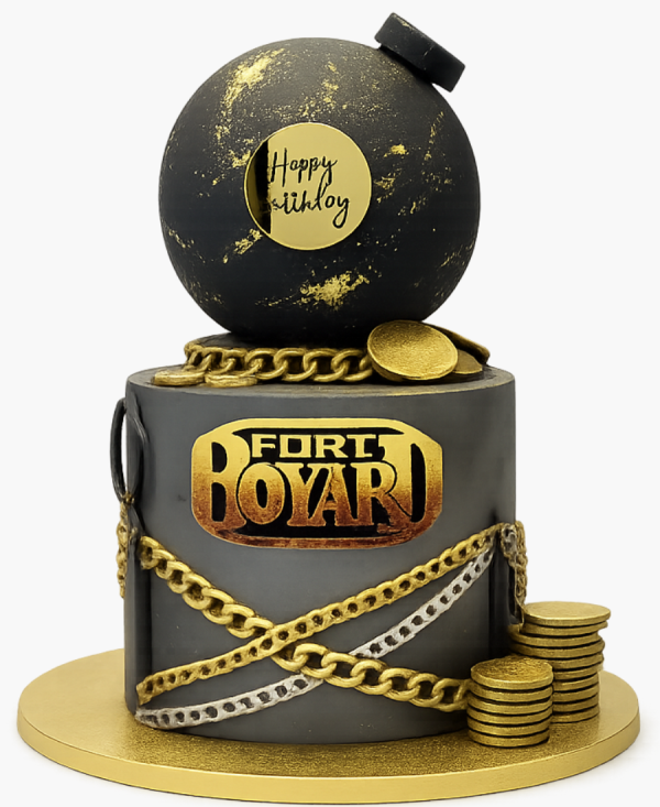 Серый торт в стиле Форт Боярд Фото