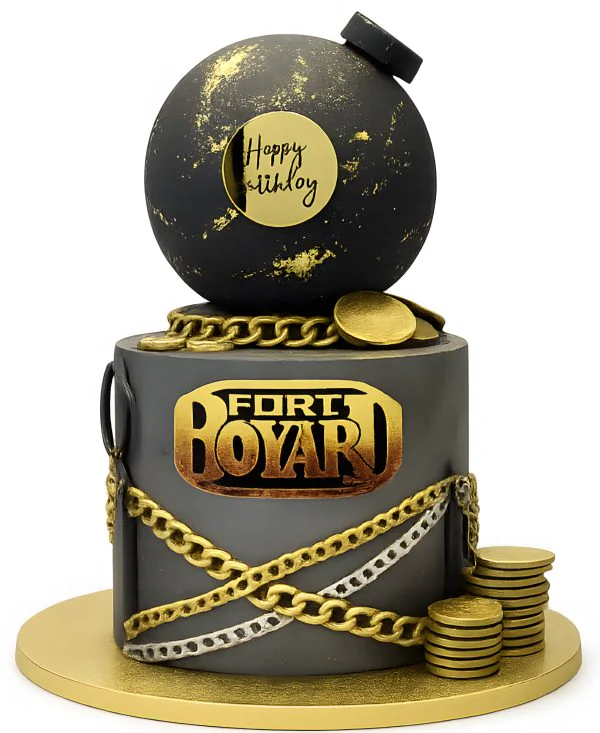 Серый торт в стиле Форт Боярд Фото