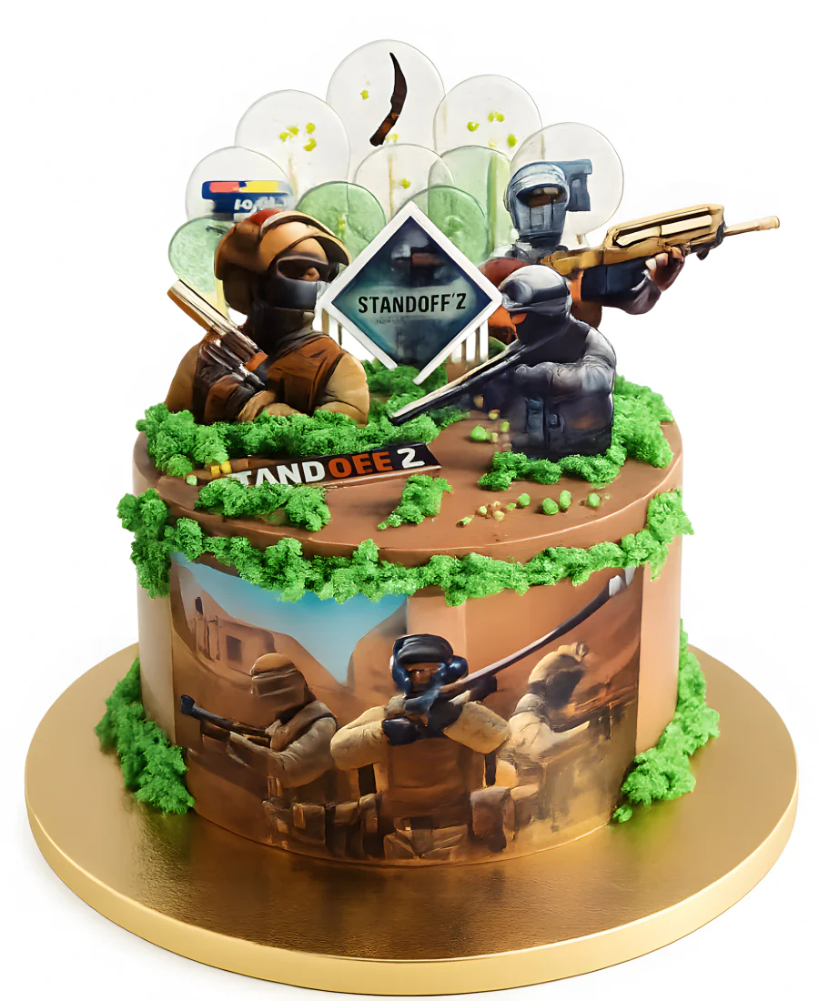 Шикарный торт с леденцами по игре Стендофф 2 Фото