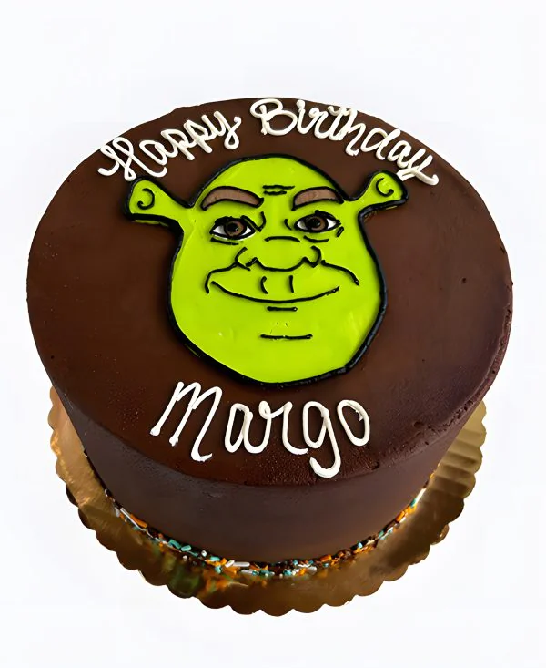 Шоколадный торт с фотопечатью Шрека Фото