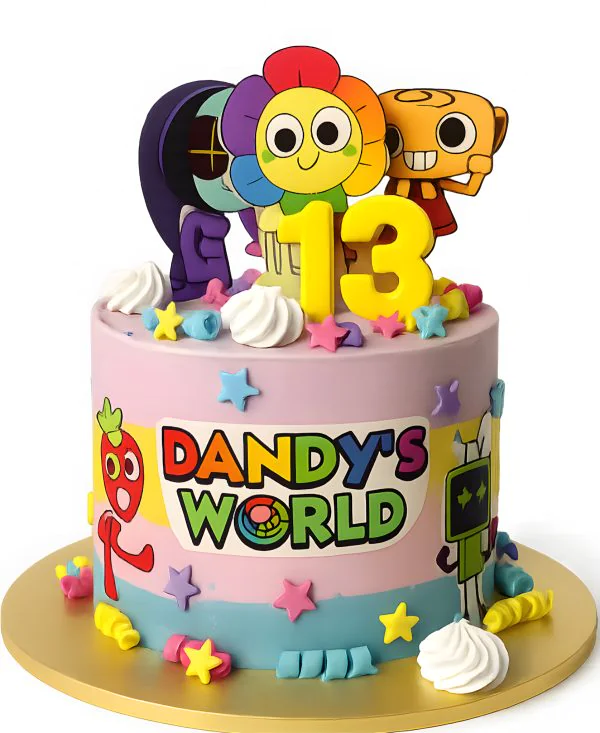 Симпатичный торт на 13 лет с мастичными завитушками Фото