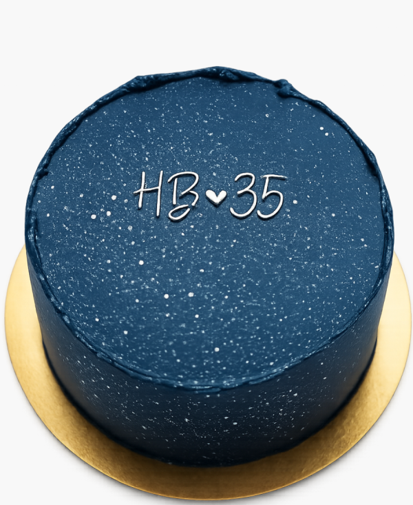 Синий бенто-торт с блестками Фото