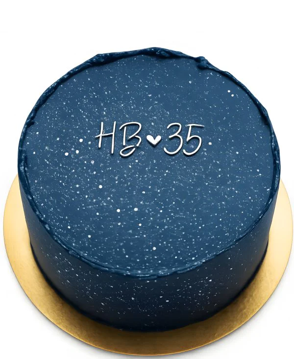 Синий бенто-торт с блестками Фото