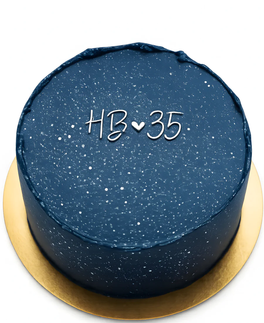 Синий бенто-торт с блестками Фото