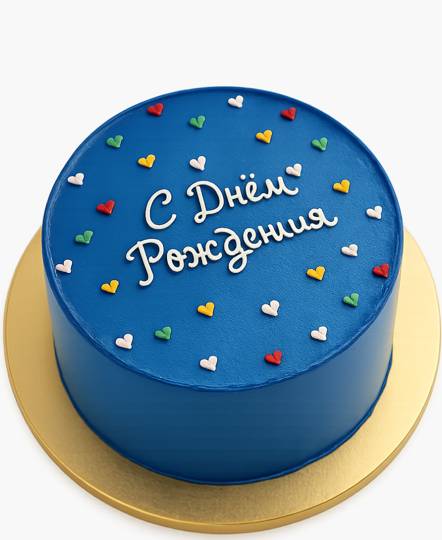 Синий бенто-торт с сердечками Фото