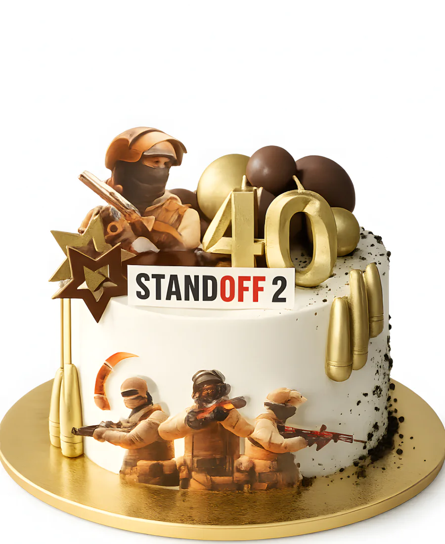 Торт мужчине на 40 лет по игре Стендофф 2 Фото