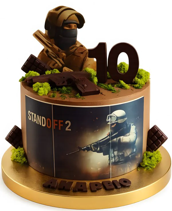 Торт с оружием по игре Стендофф 2 на 10 лет Фото