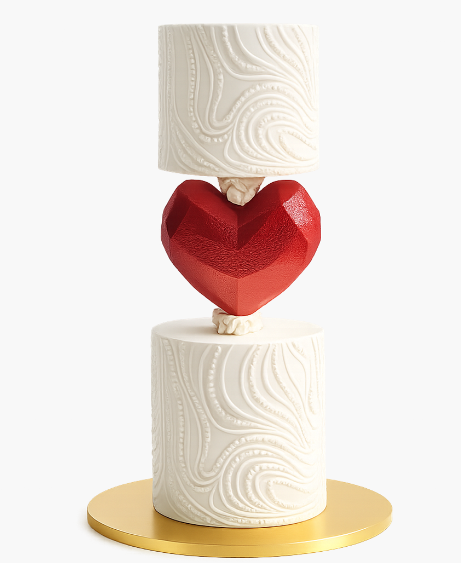 Свадебный торт с сердцем и узорами Фото