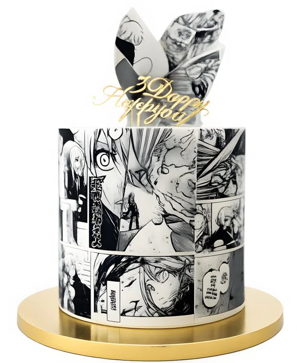 Торт черно-белый с акриловым топпером Фото