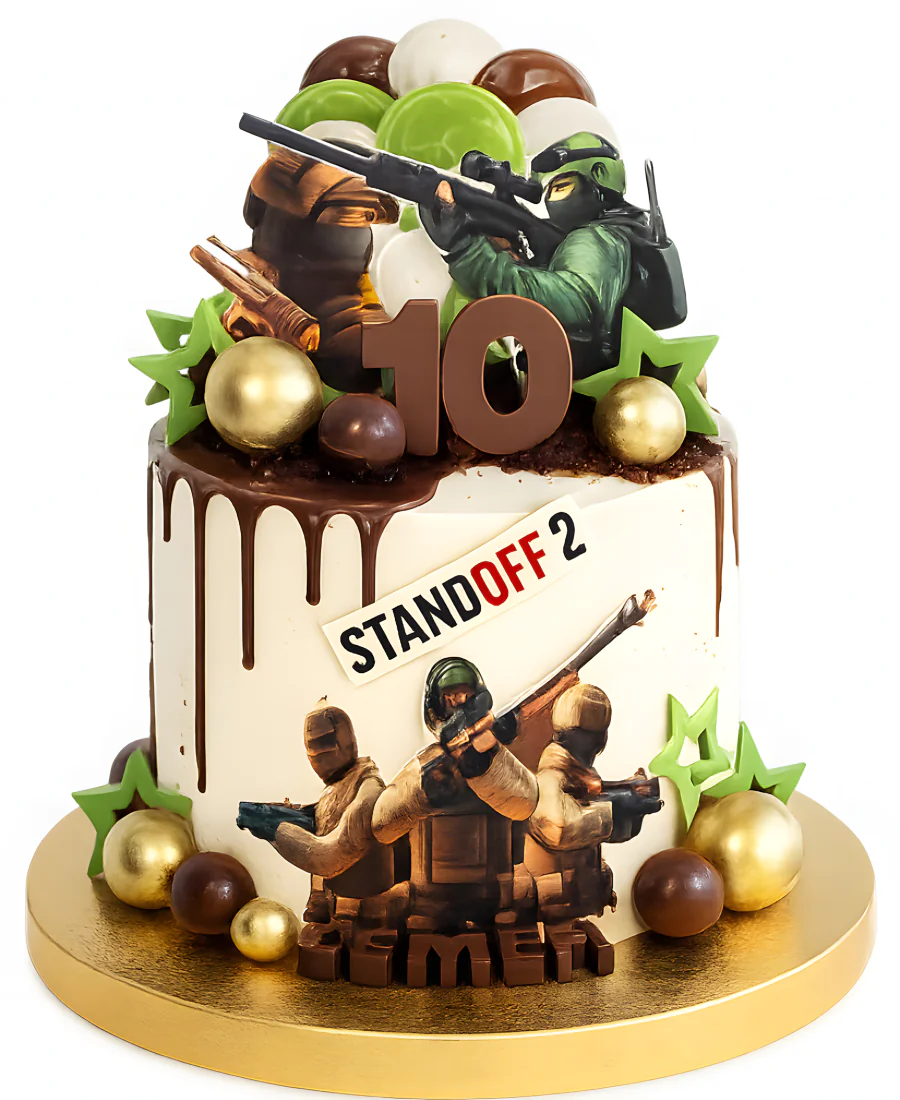 Торт на 10 лет в стиле игры Стендофф 2 Фото