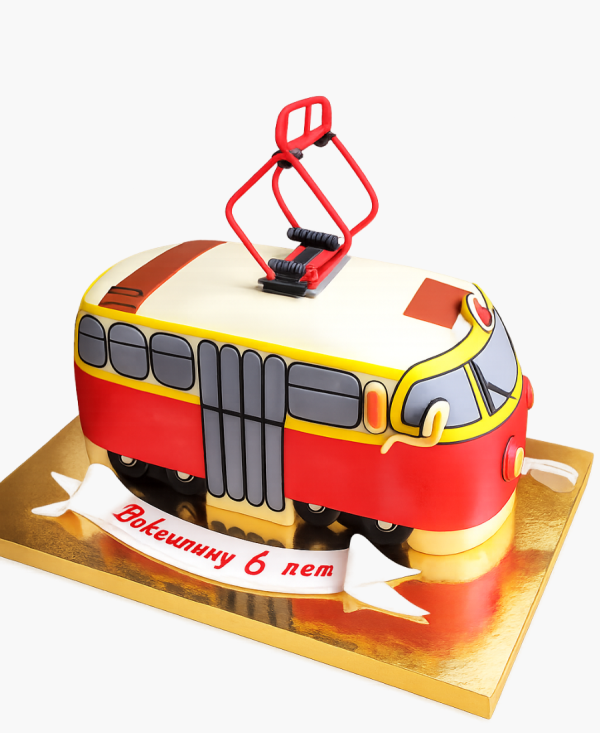 Торт на 6 лет с трамваем Фото