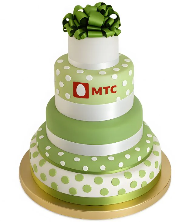 Бело-зеленый торт в горошек на корпоратив Фото